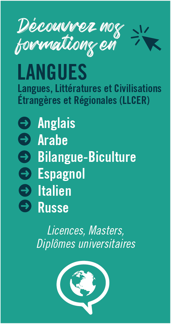 Cliquez ici pour découvrir les formations en Langues Littérature et civilisations étrangères et régionales