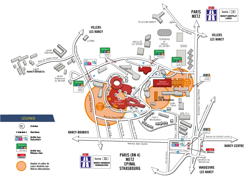 plan du campus des aiguillettes FST monplaisir
